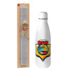 Easter Set, metallic Inox water bottle (700ml) & Easter scented flat candle (30cm) (GRAY)