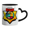 Mug heart black handle, ceramic, 330ml