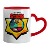 Mug heart red handle, ceramic, 330ml