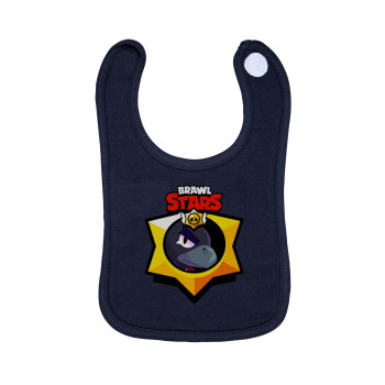 Brawl Stars Crow, Σαλιάρα με Σκρατς 100% Organic Cotton Μπλε (0-18 months)