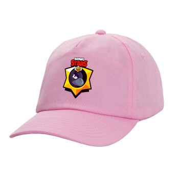 Brawl Stars Crow, Adult Baseball Cap, 100% Cotton, PINK (COTTON, ADULT, UNISEX, ONE SIZE)