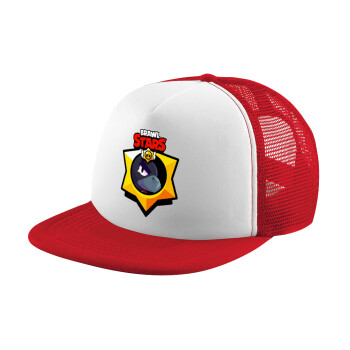 Brawl Stars Crow, Καπέλο Ενηλίκων Soft Trucker με Δίχτυ Red/White (POLYESTER, ΕΝΗΛΙΚΩΝ, UNISEX, ONE SIZE)