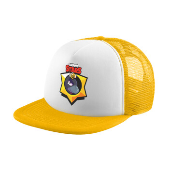 Brawl Stars Crow, Καπέλο Ενηλίκων Soft Trucker με Δίχτυ Κίτρινο/White (POLYESTER, ΕΝΗΛΙΚΩΝ, UNISEX, ONE SIZE)