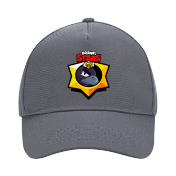 Brawl Stars Crow, Ultimate Adult Hat Grey, (100% COTTON DRILL, ADULT, UNISEX, ONE SIZE)