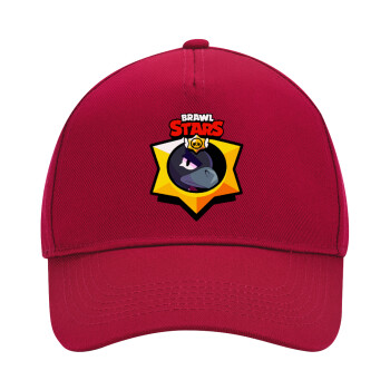 Brawl Stars Crow, Adult Ultimate Hat RED, (100% COTTON DRILL, ADULT, UNISEX, ONE SIZE)