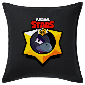 Brawl Stars Crow, Μαξιλάρι καναπέ Μαύρο 100% βαμβάκι, περιέχεται το γέμισμα (50x50cm)