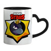 Mug heart black handle, ceramic, 330ml