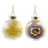 Transparent Christmas tree ball ornament with gold filling 8cm