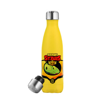 Brawl Stars Squeak, Yellow Stainless Steel Metallic Thermos, double-walled, 500ml