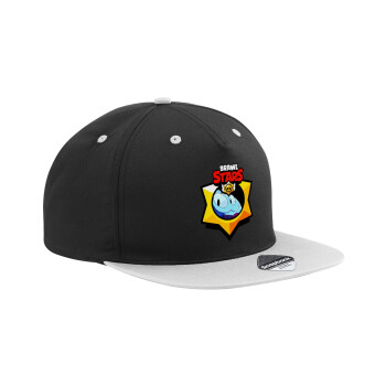 Brawl Stars Squeak, Adult Flat Snapback Hat Black/Grey, (100% COTTON TWILL, ADULT, UNISEX, ONE SIZE)