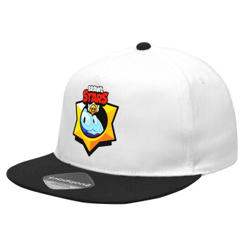 Brawl Stars Squeak, Καπέλο Ενηλίκων Flat Snapback Λευκό/Μαύρο, (100% ΒΑΜΒΑΚΕΡΟ Twill, ΕΝΗΛΙΚΩΝ, UNISEX, ONE SIZE)