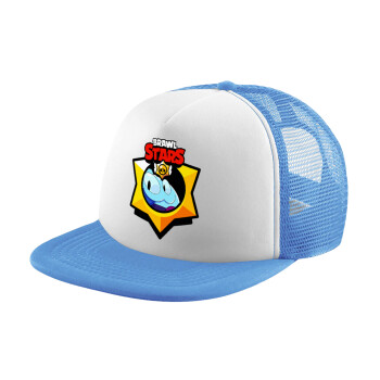 Brawl Stars Squeak, Καπέλο παιδικό Soft Trucker με Δίχτυ ΓΑΛΑΖΙΟ/ΛΕΥΚΟ (POLYESTER, ΠΑΙΔΙΚΟ, ONE SIZE)