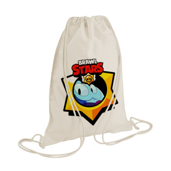 Brawl Stars Squeak, Backpack bag GYMBAG natural (28x40cm)