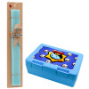 Easter Set, children's snack container BLUE & Easter aromatic flat candle (30cm) (TURQUOISE)