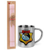 Easter Set, metallic thermal cup (300ml) & aromatic flat Easter candle (30cm) (PINK)