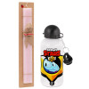 Easter Set, metallic aluminum bottle (500ml) & aromatic flat Easter candle (30cm) (PINK)