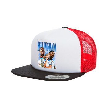 Jude Bellingham, Καπέλο Ενηλίκων Foam Flat Snapback με Δίχτυ Μαύρο-Λευκό-Κόκκινο (POLYESTER, ΕΝΗΛΙΚΩΝ, UNISEX, ONE SIZE)