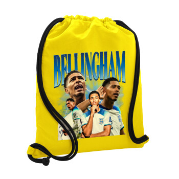 Jude Bellingham, Backpack pouch GYMBAG Yellow, with pocket (40x48cm) & thick cords