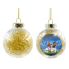 Transparent Christmas tree ball ornament with gold filling 8cm