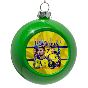 Cristiano Ronaldo Al Nassr, Green Christmas tree ornament bauble 8cm