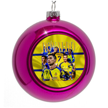 Cristiano Ronaldo Al Nassr, Purple Christmas tree ornament bauble 8cm