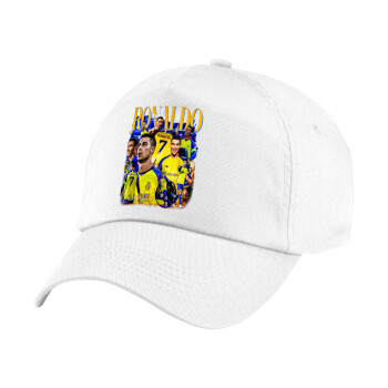 Cristiano Ronaldo Al Nassr, Children's Baseball Cap, 100% Cotton Twill, White (COTTON, CHILDREN'S, UNISEX, ONE SIZE)