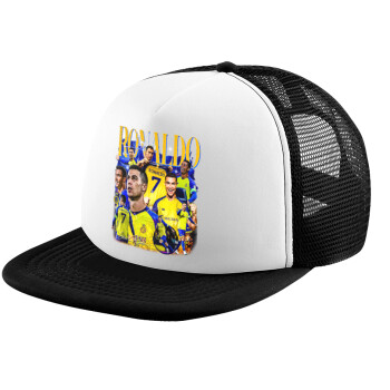 Cristiano Ronaldo Al Nassr, Καπέλο παιδικό Soft Trucker με Δίχτυ ΜΑΥΡΟ/ΛΕΥΚΟ (POLYESTER, ΠΑΙΔΙΚΟ, ONE SIZE)