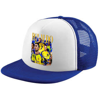 Cristiano Ronaldo Al Nassr, Child's Soft Trucker Hat with Blue/White Mesh (POLYESTER, CHILD, ONE SIZE)