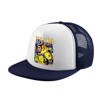 Cristiano Ronaldo Al Nassr, Adult Soft Trucker Hat with Dark Blue/White Mesh (POLYESTER, ADULT, UNISEX, ONE SIZE)