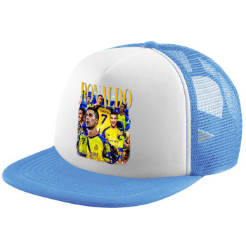 Cristiano Ronaldo Al Nassr, Child's Soft Trucker Hat with Blue/White Mesh (POLYESTER, CHILD, ONE SIZE)