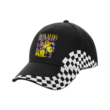 Cristiano Ronaldo Al Nassr, Adult Ultimate BLACK RACING Cap, (100% COTTON DRILL, ADULT, UNISEX, ONE SIZE)