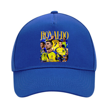 Cristiano Ronaldo Al Nassr, Ultimate Adult Hat BLUE, (100% COTTON DRILL, ADULT, UNISEX, ONE SIZE)