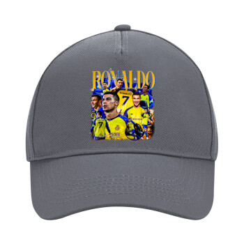 Cristiano Ronaldo Al Nassr, Ultimate Adult Hat Grey, (100% COTTON DRILL, ADULT, UNISEX, ONE SIZE)