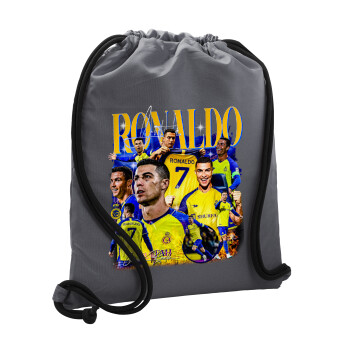 Cristiano Ronaldo Al Nassr, Τσάντα πλάτης πουγκί GYMBAG ΓΚΡΙ, με τσέπη (40x48cm) & χονδρά κορδόνια