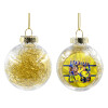 Transparent Christmas tree ball ornament with gold filling 8cm