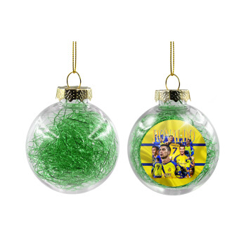 Cristiano Ronaldo Al Nassr, Transparent Christmas tree ball ornament with green filling 8cm