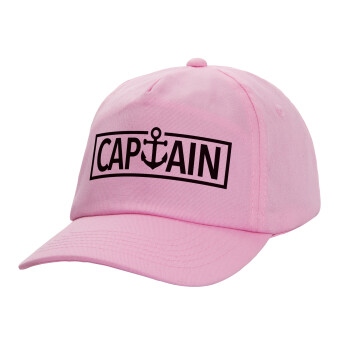 CAPTAIN, Adult Baseball Cap, 100% Cotton, PINK (COTTON, ADULT, UNISEX, ONE SIZE)