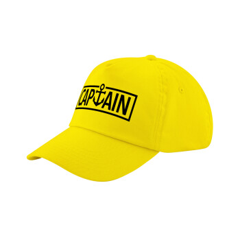 CAPTAIN, Child's Baseball Cap, 100% Cotton Twill, Yellow (COTTON, CHILD, UNISEX, ONE SIZE)