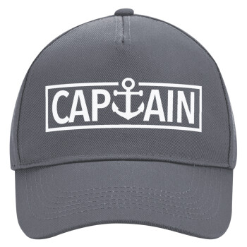 CAPTAIN, Ultimate Adult Hat Grey, (100% COTTON DRILL, ADULT, UNISEX, ONE SIZE)