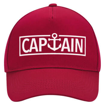 CAPTAIN, Adult Ultimate Hat RED, (100% COTTON DRILL, ADULT, UNISEX, ONE SIZE)