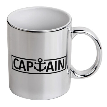 CAPTAIN, Mug ceramic, silver mirror, 330ml