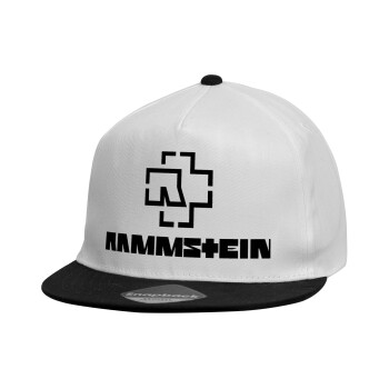 Rammstein, Καπέλο παιδικό Flat Snapback, Λευκό (100% ΒΑΜΒΑΚΕΡΟ, ΠΑΙΔΙΚΟ, UNISEX, ONE SIZE)
