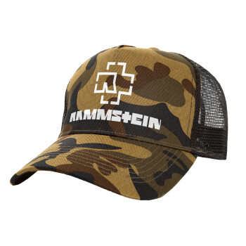 Rammstein, Adult Structured Trucker Hat, with Mesh, (Camouflage) Army (100% COTTON, ADULT, UNISEX, ONE SIZE)