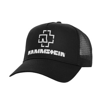 Rammstein, Structured Trucker Adult Hat, with Mesh, Black (100% COTTON, ADULT, UNISEX, ONE SIZE)