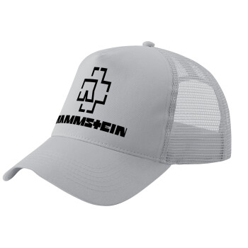 Rammstein, Adult Structured Trucker Hat, with Mesh, GRAY (100% COTTON, ADULT, UNISEX, ONE SIZE)