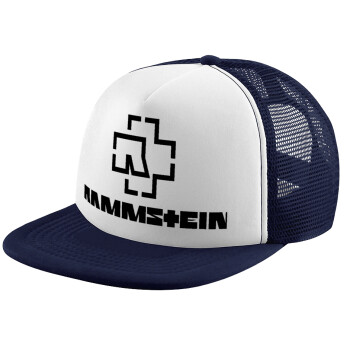 Rammstein, Adult Soft Trucker Hat with Dark Blue/White Mesh (POLYESTER, ADULT, UNISEX, ONE SIZE)