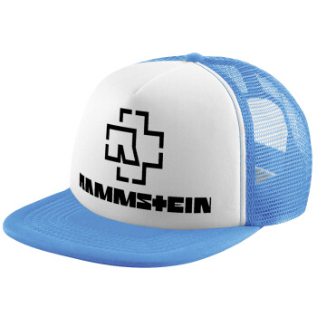 Rammstein, Child's Soft Trucker Hat with Blue/White Mesh (POLYESTER, CHILD, ONE SIZE)