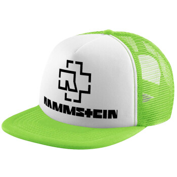 Rammstein, Adult Soft Trucker Hat with Mesh GREEN/WHITE (POLYESTER, ADULT, ONE SIZE)