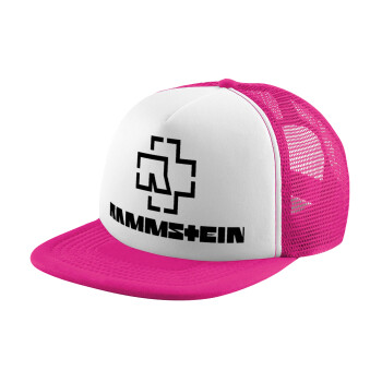 Rammstein, Καπέλο παιδικό Soft Trucker με Δίχτυ ΡΟΖ/ΛΕΥΚΟ (POLYESTER, ΠΑΙΔΙΚΟ, ONE SIZE)