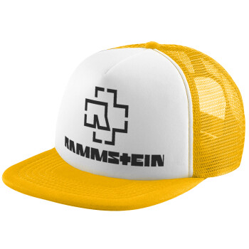 Rammstein, Adult Soft Trucker Hat with Yellow/White Mesh (POLYESTER, ADULT, UNISEX, ONE SIZE)